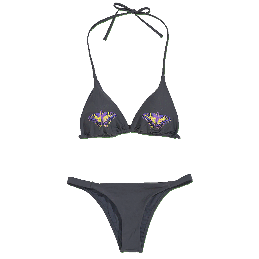 Butterfly Grey Triangle Bikini Top