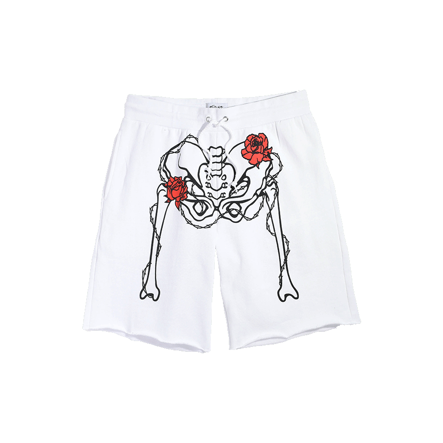 Skeleton White Sweat Shorts